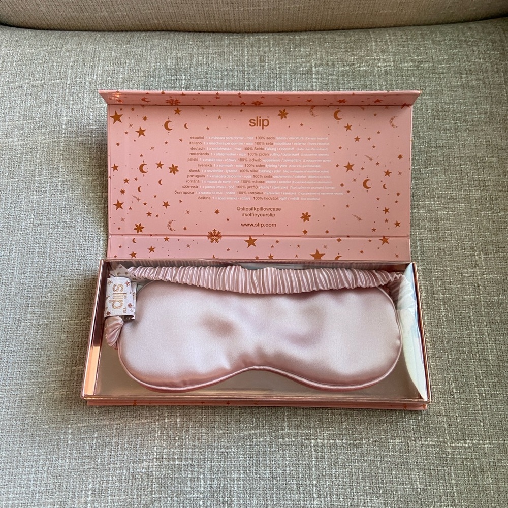 New Slip 100% Silk Sleep Mask Pink Rose